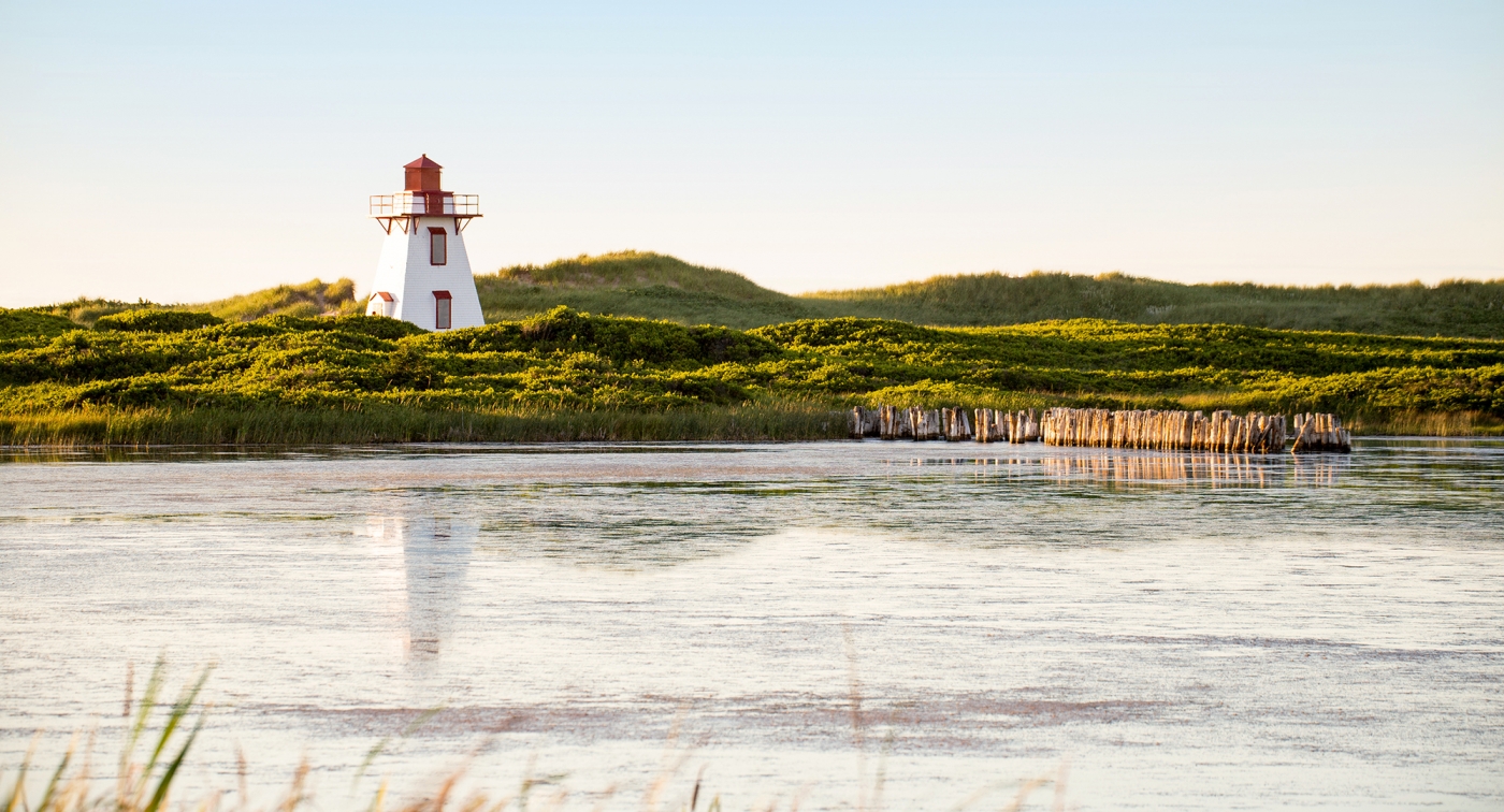 St Peters Harbour, hills, lighthouse